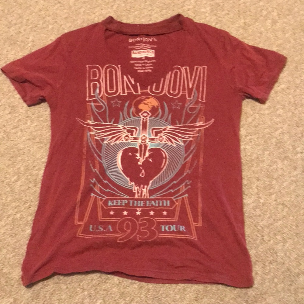 Bon•Jovi , Cut V-Neck Tee